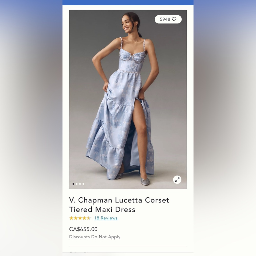 V. Chapman Light Blue Floral Maxi Dress